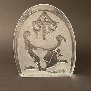 Nybro Handmade Swedish Crystal Paperweight “Midsummer” With Box